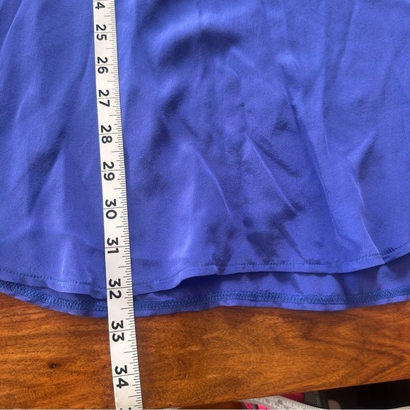 Jenny Han Silk Shirt Dress Blue Collard Roll-Tab Long Sleeves anthropology 8 - Picture 10 of 10